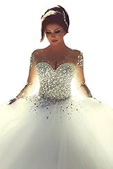 Crystal Crystals Lace Long Sleeves   Ball Gown  Dress