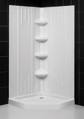 Dreamline Shower Kit: Corner Shower Base with Backwall. NEO 41x41 shower tray and backwall combo. DL-6176-00