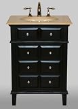 Hand Crafted One Door Single Sink Vanity, Black Galaxy Granite