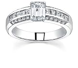 0.98 CT EMERALD DIAMOND PLATINUM RING NEW
