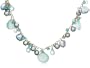 14k Yellow Gold Silver Freshwater Cultured Pearl, Apatite, Blue Topaz and Chalcedony Necklace