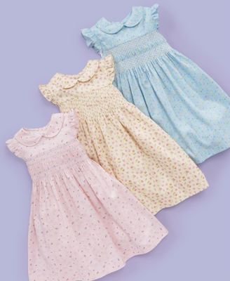 Laura Ashley Little Girl Smocked Pique Floral Dress