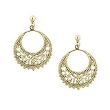 Crescent Gold Tone Hoop Earrings