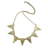 Zehui Retro Gothic Bronze Alloy Geometric Triangle Necklace Sweater Chain