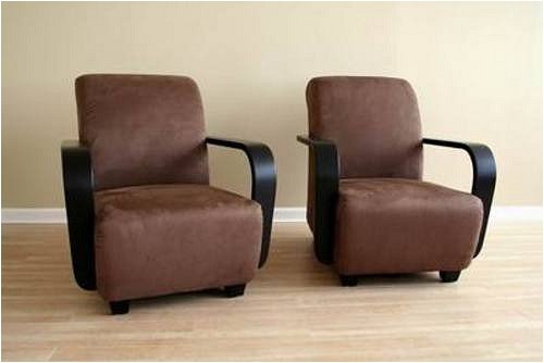 Unique Chocolate MicroFiber Accent Club Chairs, Set of 2