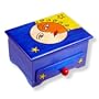 Wooden Box, 5406, Handcrafted Keepsake Chest, Blue with Drawer and Man and Woman Face, 5.5"x4".