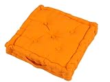 100% Cotton Orange Floor Cushion, 40 x 40 x 10 cm