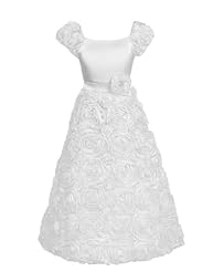 Girls Short Sleeves Ankle Length Embroidered  Polyester/Taffeta Flower-Girl Dress  With a Bow(s) and a Ribbon  and a Sash 