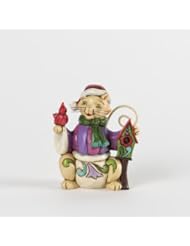 Jim Shore for Enesco Heartwood Creek 3-Inch Christmas Cat with Bird Figurine, Mini