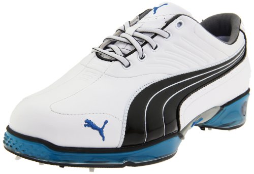 PUMA Men's Cell Fusion Golf Shoe,White/Snorkel Blue,10.5 M US
