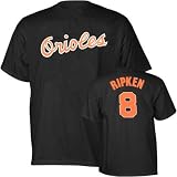 Cal Ripken Jr. 8 Baltimore Orioles Black Name and Number Adult T-Shirt