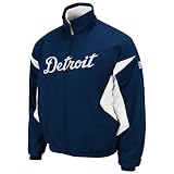 MLB Mens Detroit Tigers Therma Base Premier Pro Navy/Pro White Long Sleeve Lightweight Full Zip Thermabase Jacket By Majestic (Pro Navy/Pro White, Large)