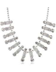 Kenneth Jay Lane Silver and Crystal Frosted Bib Necklace