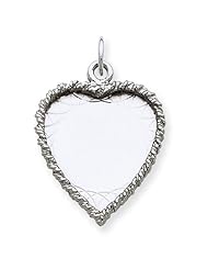 Sterling Silver Engravable Heart Disc Charm. Metal Wt- 1.73g