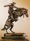 IMAGE OF American Handmade 100 % Bronze Sculpture Statue Bronco Buster By Frederic Remington Mini Size 11.5