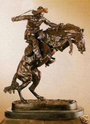 American Handmade 100 % Bronze Sculpture Statue Bronco Buster By Frederic Remington Mini Size 11.5