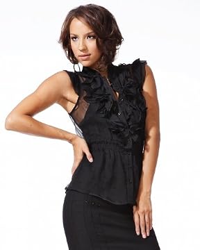 bebe.com : Sheer Cap Sleeve Ruffled Top from bebe.com