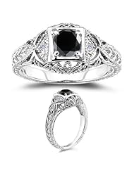 2.30 Cts Black & White Diamond Ring in 14K White Gold