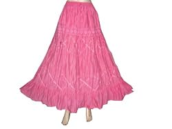 Womens Skirts Boho Lace Work Bellydance Baby Pink Long Skirt 39"
