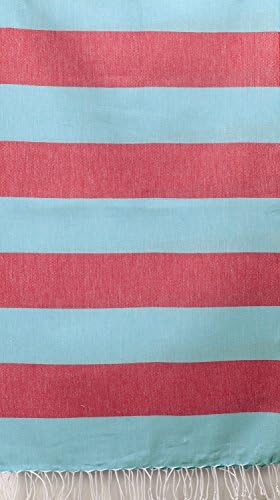 Turkish Peshtemal in Red and Turquoise Colorful Bath Towel Turkish Hamam Pestemal for Spa