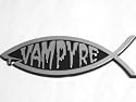 VAMPIRE DARWIN FISH VAMPYRE UNDEAD NIGHTSTALKER EVOLVE NOW CAR, TRUCK CHRISTIAN FISH EVOLUTION ART WALL HOME OFFICE DECOR STICKER PLAQUE