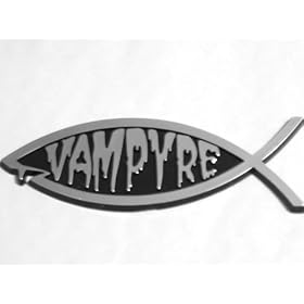 VAMPIRE DARWIN FISH VAMPYRE UNDEAD NIGHTSTALKER EVOLVE NOW CAR, TRUCK CHRISTIAN FISH EVOLUTION ART WALL HOME OFFICE DECOR STICKER PLAQUE