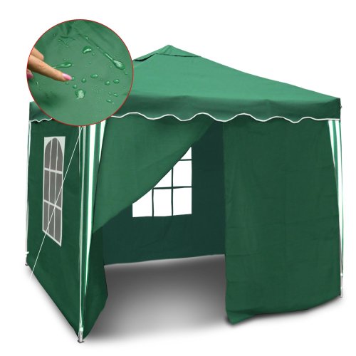 détail Un Barnum Bristol III JOM 127143 vert et neuf pliable 3 x 3 m, toit imperméable, avec parois et sac de transport