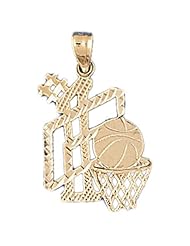 Dazzlers Solid 14k Gold Number One Basketball Ball and Board Charm Pendant Available in three colors from jewelsberry (weights: 1.6 grams only)