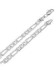 6MM Thick 14k Heavy White Gold Plated Figaro Link Chain Necklace - Lifetime Warranty