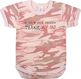 67055 INFANT BABY PINK CAMO ''THANK MY DAD'' ONE PIECE BODYSUIT (12-18 MONTHS)
