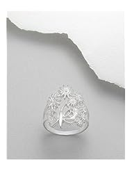 Flower Ring In 92.5 Sterling Silver
