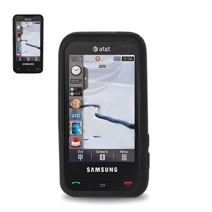 Fashionable Perfect Fit Silicone Protector Skin Cover Cell Phone Case for Samsung Eternity A867 AT&T - Black