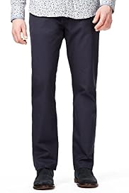 Autograph Pure Cotton Stay Dark Tailored Fit Flat Front Trousers
