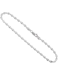 Sterling Silver Italian Puffed Anchor Chain Necklaces & Bracelets 2.4 mm Nickel Free, sizes 7 - 30 inch