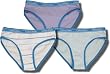 Calvin Klein Girl's Purple. Blue and White Striped Bikini Panty 3-pack