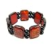 Tibetan Tile Stretch Bracelet with Longevity Symbol dZi Tiles