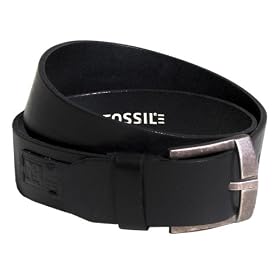 Evan Genuine Leather Belt by Fossil in Black
