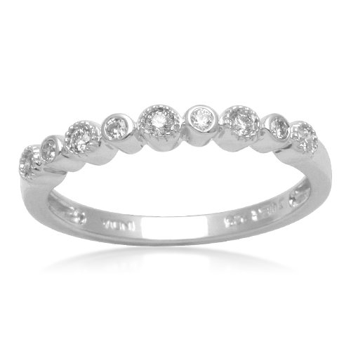 Sterling Silver Bezel-Set Diamond Wedding Anniversary Ring (1/10 cttw, I-J Color, I3 Clarity), Size 5
