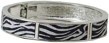 Bling Your Zebra Hinged Cuff Bangle Bracelet with Jewelry Bag