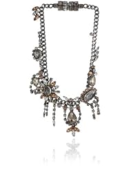 Ekatrina "Avangarde" Antique Silver-Plated Peach and Clear Glass Necklace