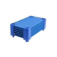 ECR4Kids Stackable Kiddie Standard Ready to Assemble Cot, Blue, 6-Pack
