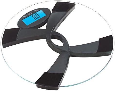 High Sensitive Thick Glass Round Platform Smart Electronic Personal Health Scale Inset Military Chip with Large LCD Screen (black)