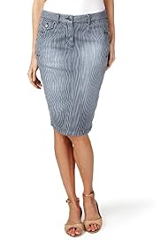 Per Una Cotton Rich Ticking Striped Denim Pencil Skirt