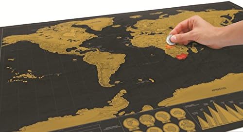 Black Luxury Scratch World Map Cylinder Packing Home Decor Gift