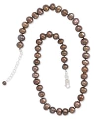 Chocolate Cultured Freshwater Pearl Knotted Necklace in Sterling Silver
