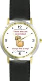 Habit 1 - Those Committed #1 (English Text) - DELUXE TWO-TONE WATCH from THE 7 HABITS - WATCH COLLECTION BY WATCHBUDDY&reg; - Arabic Numbers - Black Leather Strap-Size-Women's Size-Small