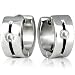 6mm Stainless Steel Cubic Zirconia Slit Huggie Hoop Earrings
