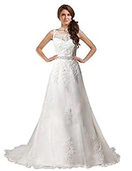 Organza/Satin/Taffeta Belted Beaded Lace-Up Off the Shoulder  Dress with a Chapel Train 