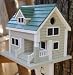 Bungalow Birdhouse- Gray with Green Roof