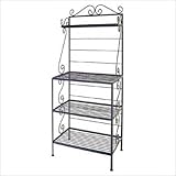 30" Wrought Iron Microwave Bakers Rack Metal Finish: Gun Metal, Option: Wit ....